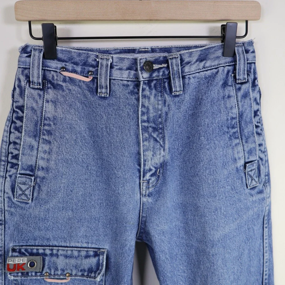 Vintage 90s Pepe Jeans Denim Worxx Straight‎ Leg Size 14 Kids Skate Blue Cotton